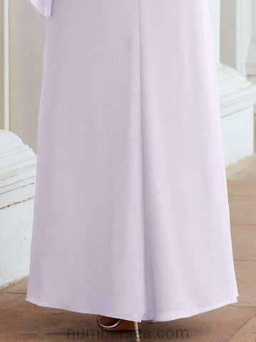 Numbersea Formal Party Gown Dress Long Chiffon Mother Of The Bride Dresses With Ruffle Cape 28026