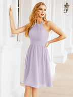 Numbersea Neckholder-Brautjungfernkleid aus Chiffon, kurz, ärmellos, formelles Partykleid, offener Rücken, 28023