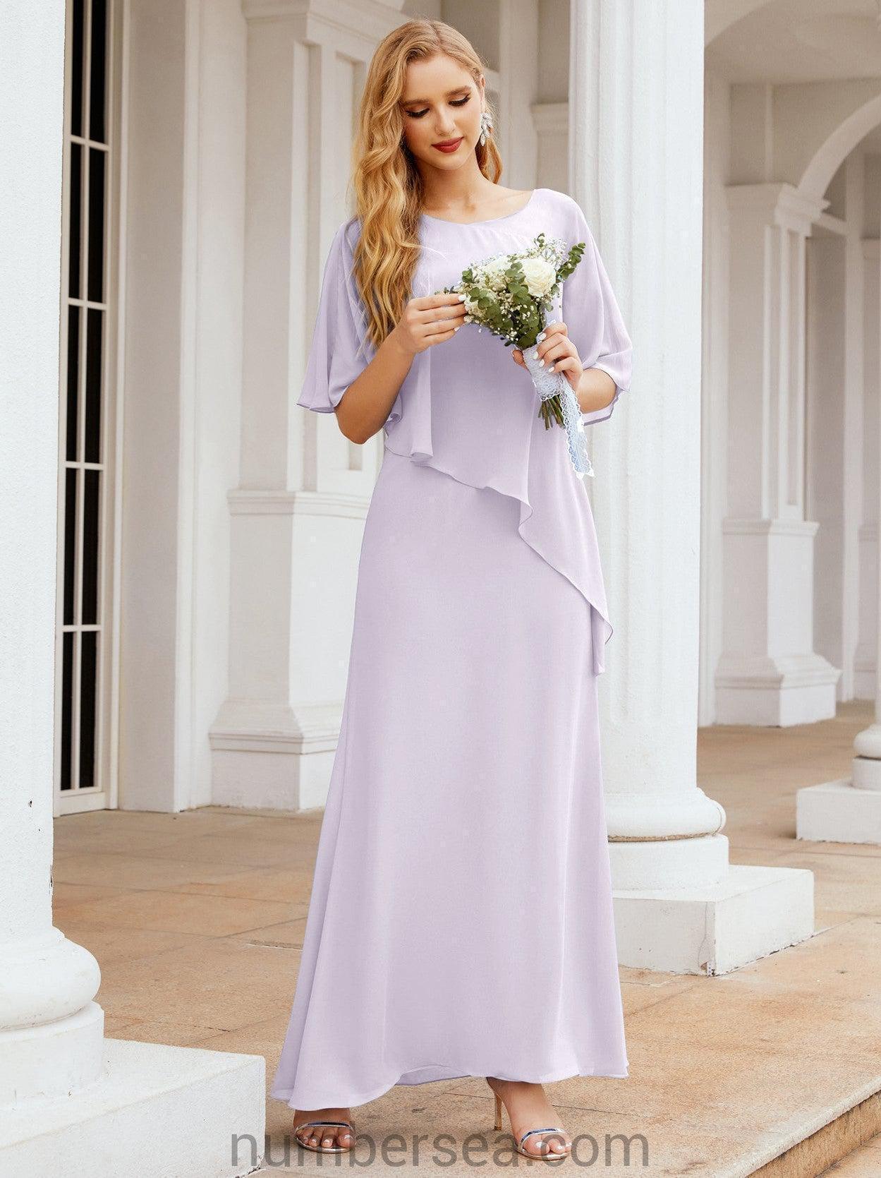 Numbersea Formal Party Gown Dress Long Chiffon Mother Of The Bride Dresses With Ruffle Cape 28026