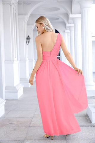 Ladies Chiffon One Shoulder Bridesmaid Evening Dress Wedding Party Evening Dress 28133-numbersea