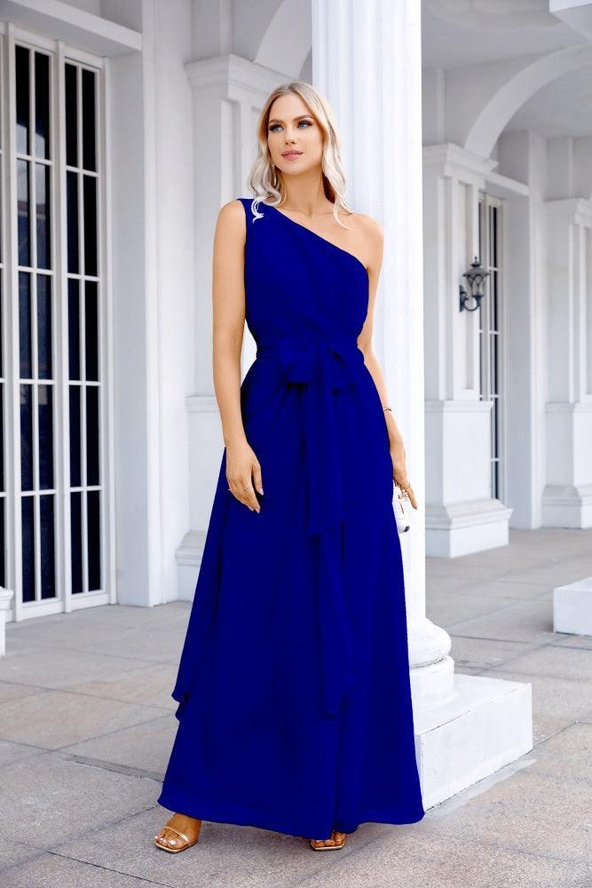 Ladies Chiffon One Shoulder Bridesmaid Evening Dress Wedding Party Evening Dress 28133-numbersea