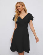 Numbersea Chiffon Bridesmaid Dress V Neck Short Cocktail Gowns For Juniors Homecoming Dresses 28077