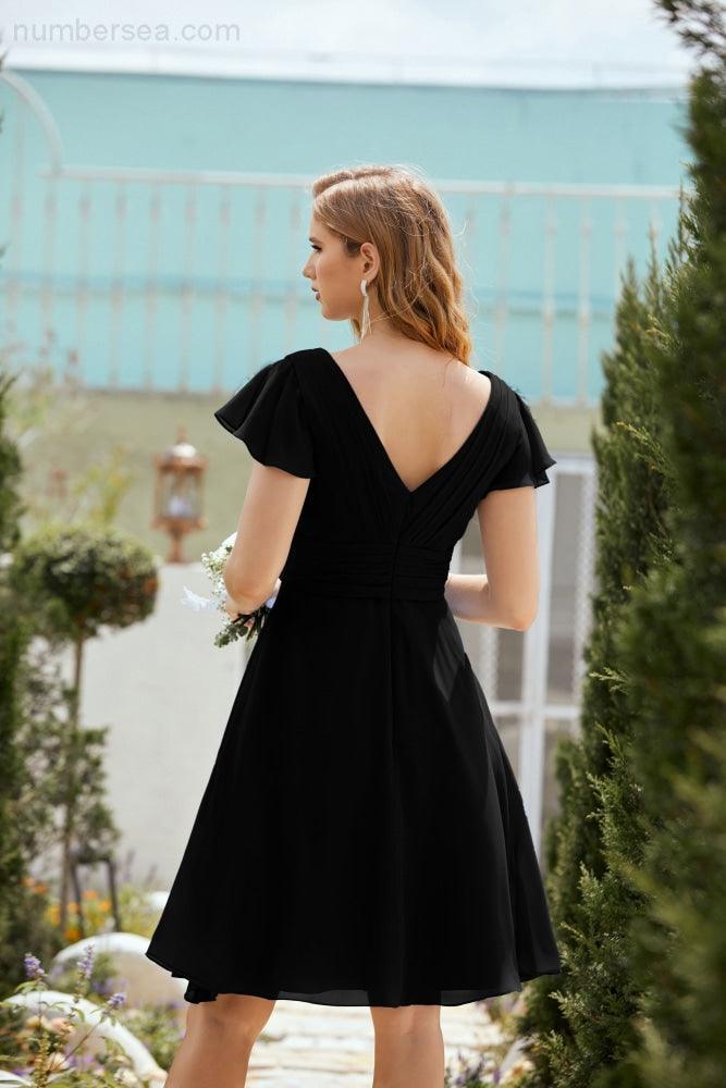Neck Chiffon Bridesmaid Dresses Formal Cocktail Prom Gown Homecoming 28013