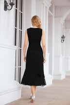 Numbersea Formal Party Gown Dress Chiffon Long Mother of The Bride Dresses with Ruffle Cape 28072 - numbersea