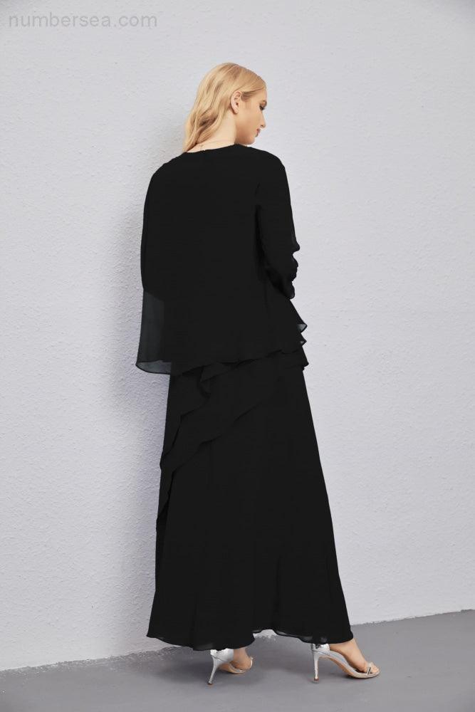 Mother of Bride Dresses with Open Front Lightweight Cardigan Formal Prom Gown 28081-numbersea