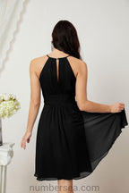 Halter Bridesmaid Dresses Knee Length A Line Formal Evening Party Cocktail Dress 28011