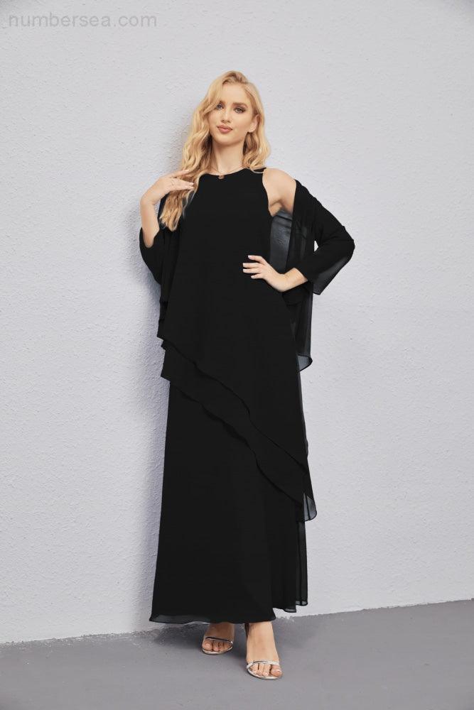 Mother of Bride Dresses with Open Front Lightweight Cardigan Formal Prom Gown 28081-numbersea