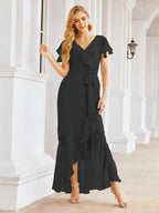 Numbersea Ruffled Bridesmaid Dresses Mermaid Formal Violin Evening Party Prom Gowns 28042-numbersea