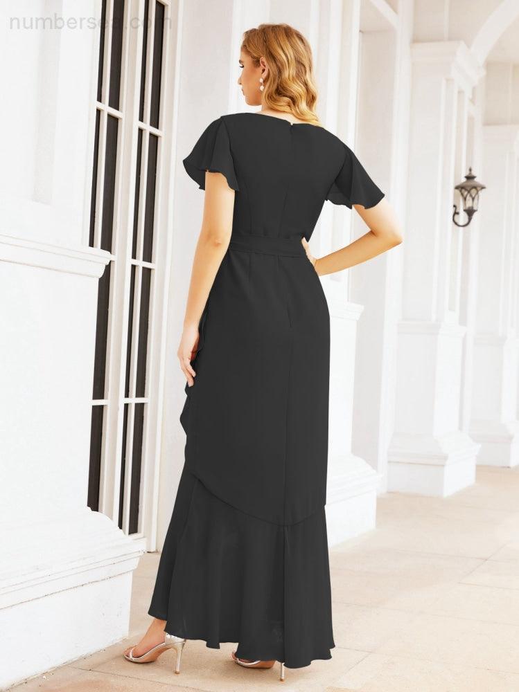 Numbersea Ruffled Bridesmaid Dresses Mermaid Formal Violin Evening Party Prom Gowns 28042-numbersea