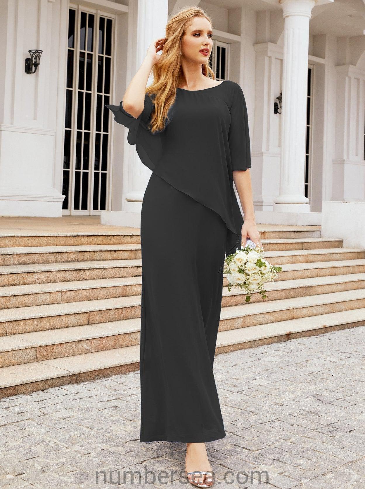 Numbersea Formal Party Gown Dress Long Chiffon Mother Of The Bride Dresses With Ruffle Cape 28026