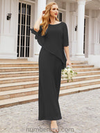 Numbersea Formal Party Gown Dress Long Chiffon Mother Of The Bride Dresses With Ruffle Cape 28026