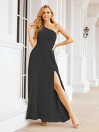 Numbersea One Shoulder Bridesmaid Dresses Long Formal Prom Gowns 28048-numbersea