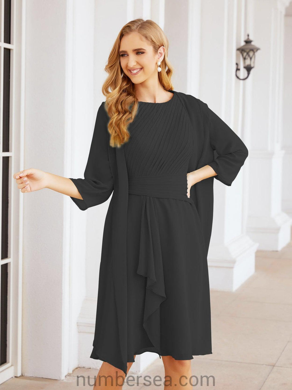 Numbersea Chiffon Mother Of The Bride Dresses Prom Dress For Wedding Guest Casual Pleated 28065