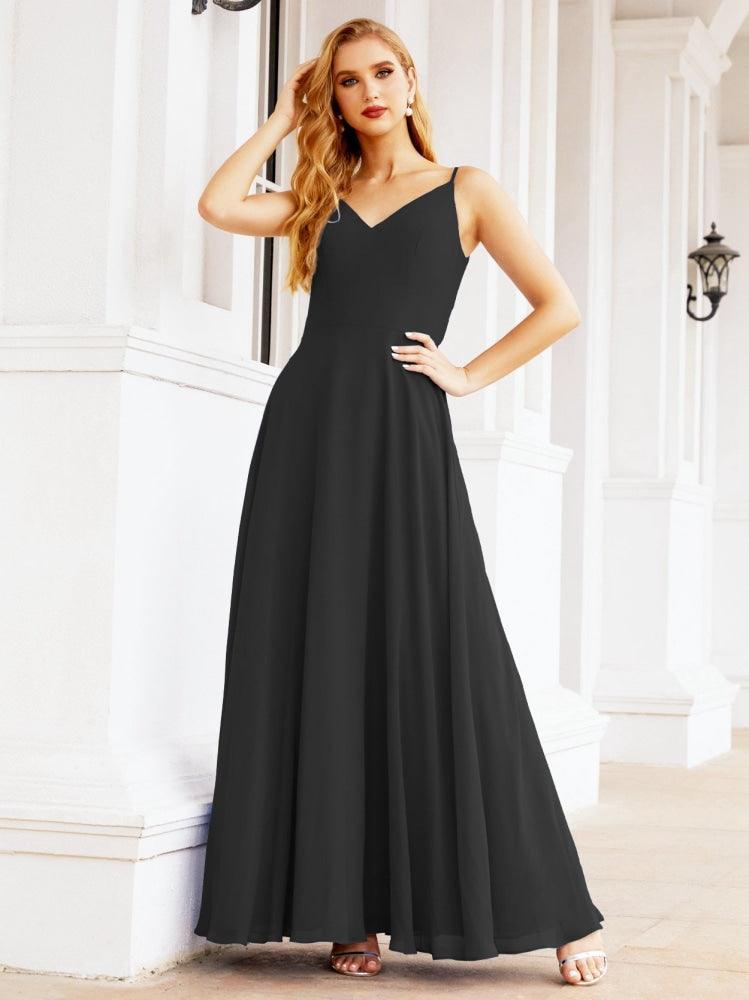 Numbersea Spaghetti Strap Bridesmaid Dresses V Neck Butterfly Back Fromal Evening Party Prom Gown 28036-numbersea