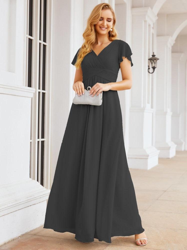 Numbersea Formal Prom Gowns for Mother of The Bride Cap Sleeves Bridesmaid Dress 28047-numbersea