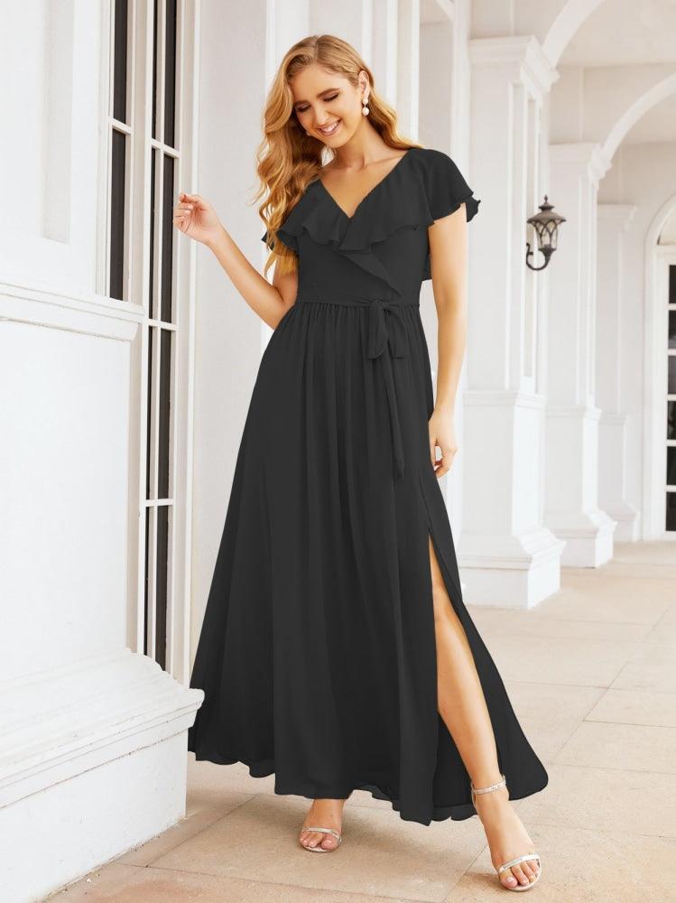 Bridesmaid Dresses with Flutter Sleeves Formal Evening Party Prom Gowns 28044-numbersea