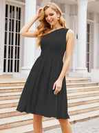 Numbersea Homecoming Dress One Shoulder Pleated Short Formal Prom Gowns 28046 Black