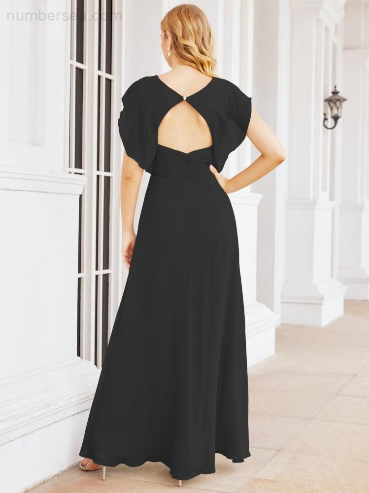 Numbersea Bridesmaid Dresses Cape Formal Prom Dress Open Back Gowns for Mother of The Bride 28058-numbersea