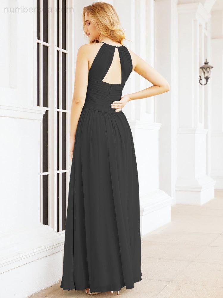 Numbersea Sleeveless Bridesmaid Dresses Long Prom Gown Zipper with Keyhole Back 28056-numbersea