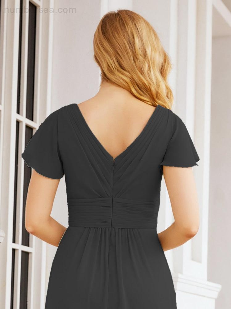 Numbersea Formal Prom Gowns for Mother of The Bride Cap Sleeves Bridesmaid Dress 28047-numbersea