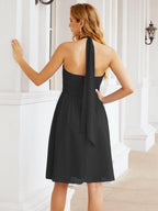 Numbersea Neckholder-Brautjungfernkleid aus Chiffon, kurz, ärmellos, formelles Partykleid, offener Rücken, 28023