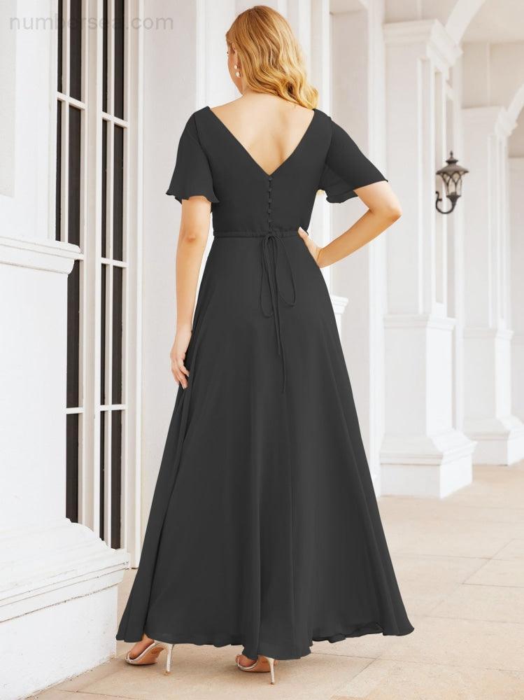 Numbersea Formal Prom Gowns for Mother of The Bride Short Sleeves Bridesmaid Dress 28049-numbersea