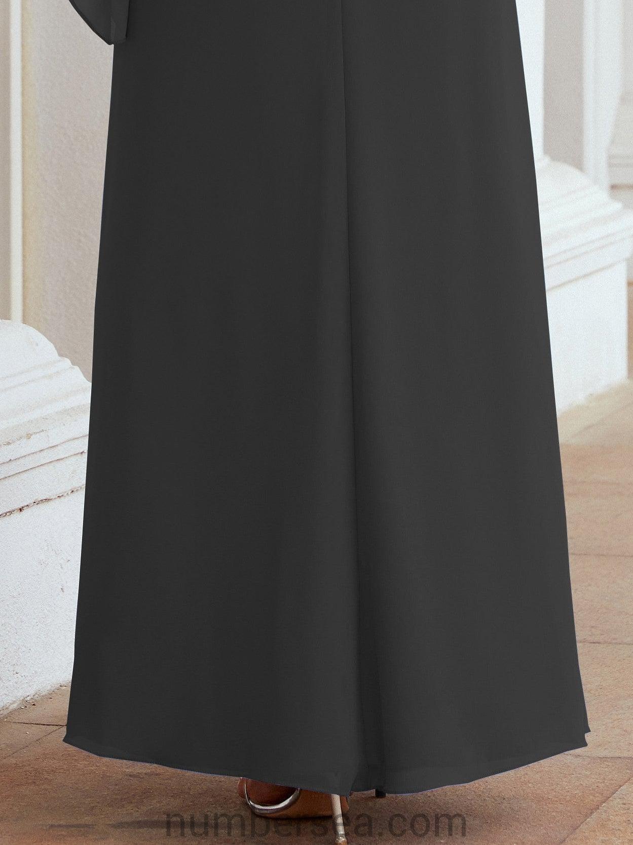 Numbersea Formal Party Gown Dress Long Chiffon Mother Of The Bride Dresses With Ruffle Cape 28026