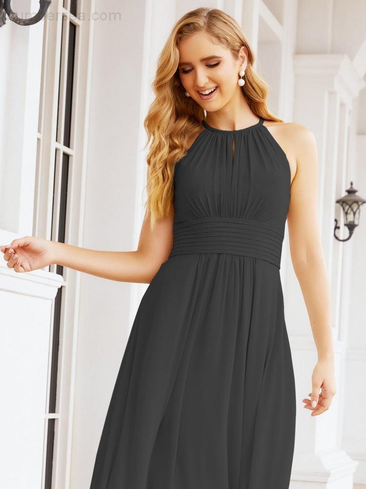 Keyhole Bridesmaid Dresses Sleeveless Formal Evening Party Prom Gowns 28043-numbersea