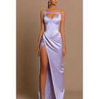 Langes Ball-/Abendkleid mit Spaghettiträgern und Schlitz