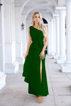 Ladies Chiffon One Shoulder Bridesmaid Evening Dress Wedding Party Evening Dress 28133-numbersea