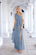 Ladies Chiffon One Shoulder Bridesmaid Evening Dress Wedding Party Evening Dress 28133-numbersea