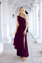 Ladies Chiffon One Shoulder Bridesmaid Evening Dress Wedding Party Evening Dress 28133-numbersea