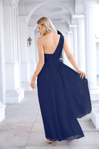 Ladies Chiffon One Shoulder Bridesmaid Evening Dress Wedding Party Evening Dress 28133-numbersea
