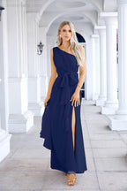 Ladies Chiffon One Shoulder Bridesmaid Evening Dress Wedding Party Evening Dress 28133-numbersea
