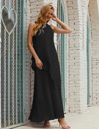 Chiffon Long Plus Size Mother Of Bride Dresses Formal Bridesmaid Prom Gown 28019 Black