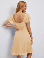 Numbersea Chiffon Bridesmaid Dress V Neck Short Cocktail Gowns For Juniors Homecoming Dresses 28077