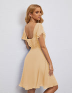 Numbersea Chiffon Bridesmaid Dress V Neck Short Cocktail Gowns For Juniors Homecoming Dresses 28077