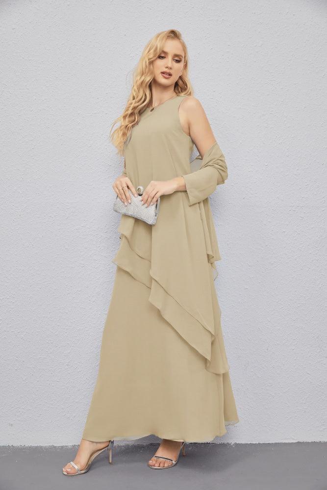 Mother of Bride Dresses with Open Front Lightweight Cardigan Formal Prom Gown 28081-numbersea