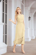 Numbersea Formal Party Gown Dress Chiffon Long Mother of The Bride Dresses with Ruffle Cape 28072 - numbersea