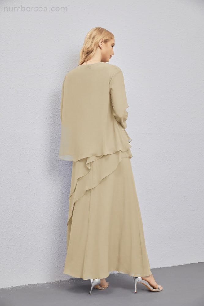 Mother of Bride Dresses with Open Front Lightweight Cardigan Formal Prom Gown 28081-numbersea