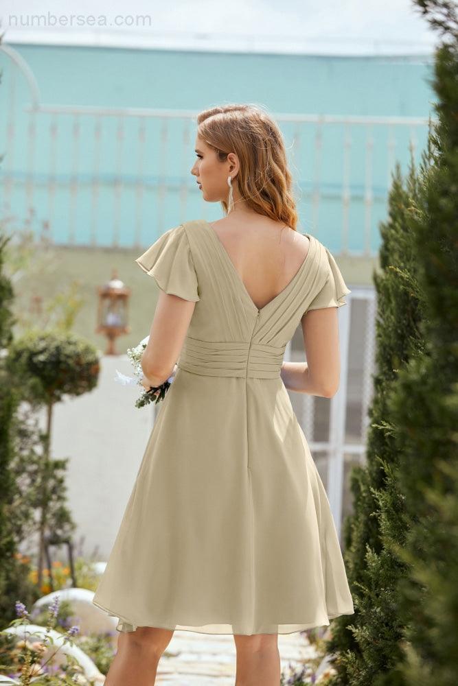 Neck Chiffon Bridesmaid Dresses Formal Cocktail Prom Gown Homecoming 28013