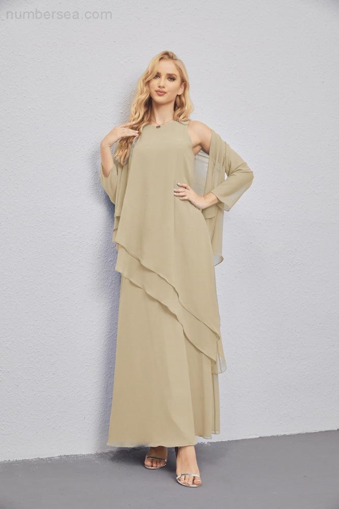 Mother of Bride Dresses with Open Front Lightweight Cardigan Formal Prom Gown 28081-numbersea