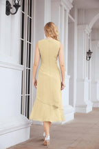 Numbersea Formal Party Gown Dress Chiffon Long Mother of The Bride Dresses with Ruffle Cape 28072 - numbersea