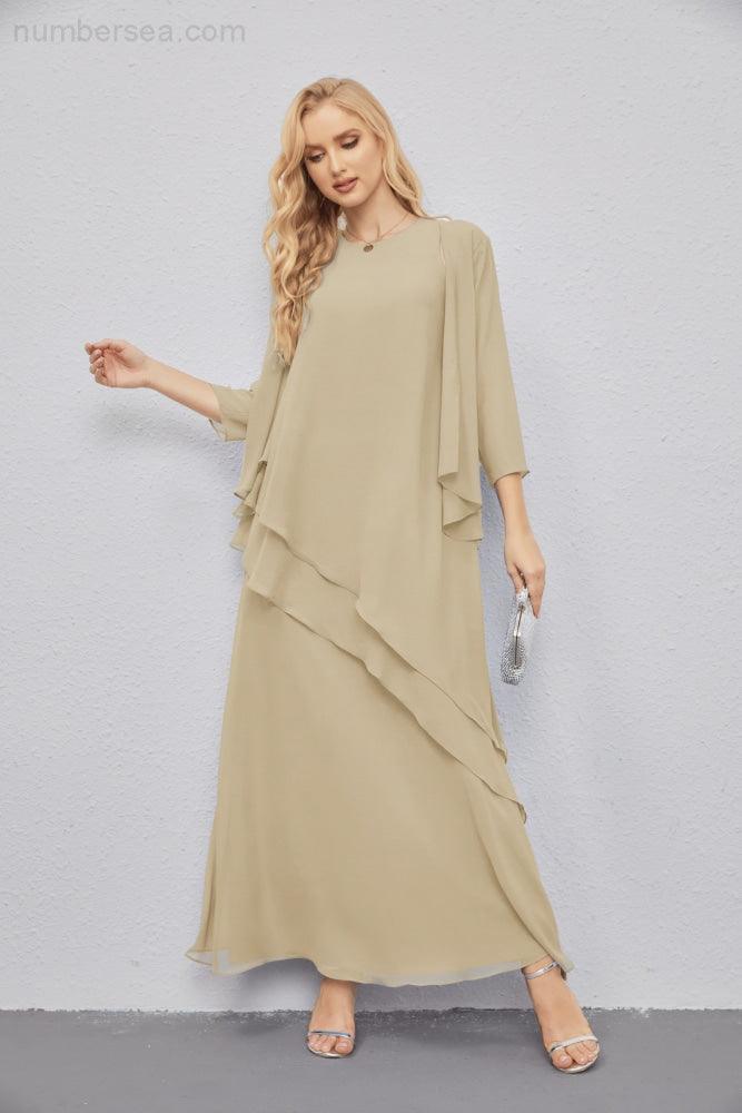 Mother of Bride Dresses with Open Front Lightweight Cardigan Formal Prom Gown 28081-numbersea