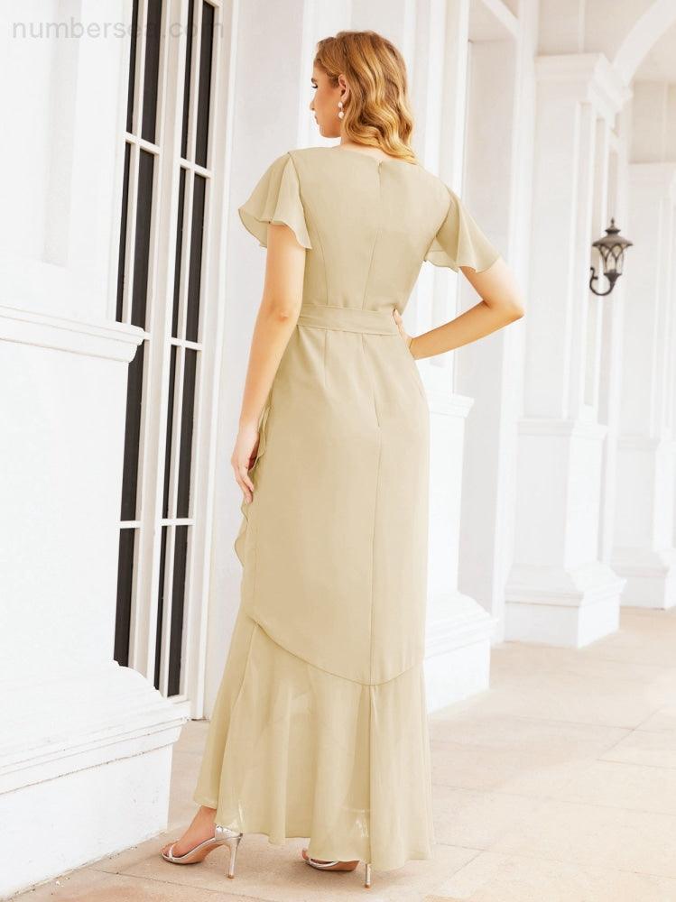 Numbersea Ruffled Bridesmaid Dresses Mermaid Formal Violin Evening Party Prom Gowns 28042-numbersea