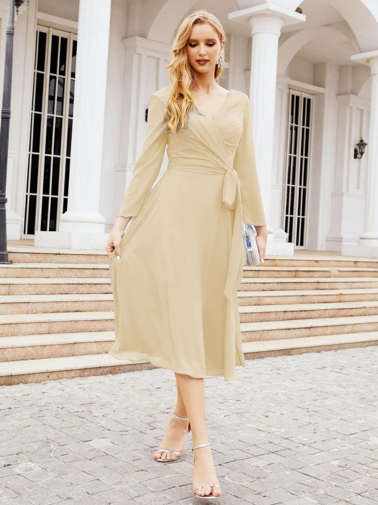 Bridesmaid Dress V-Back Waist Belt Mother of the Bride Wedding Guest 28031-numbersea