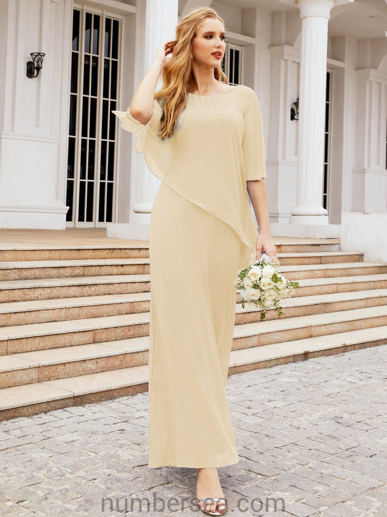 Numbersea Formal Party Gown Dress Long Chiffon Mother Of The Bride Dresses With Ruffle Cape 28026