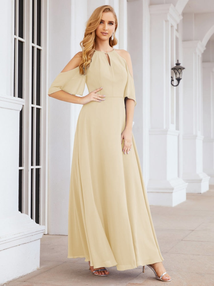 Numbersea Cold Shoulder Bridesmaid Dresses A-Line Long Formal Evening Gowns 28074-numbersea