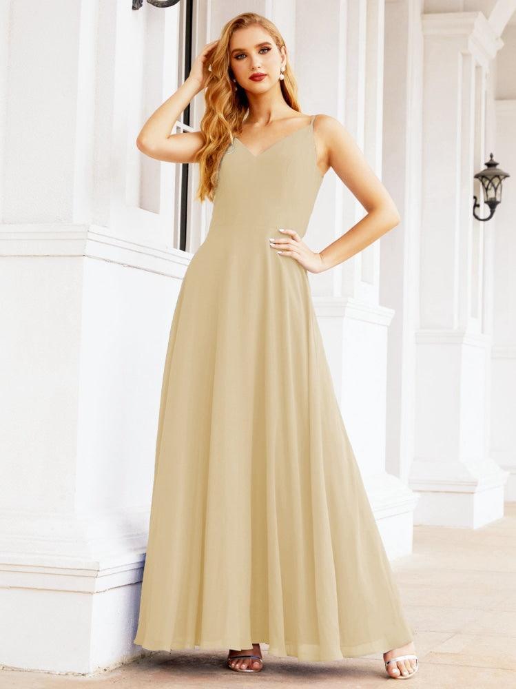 Numbersea Spaghetti Strap Bridesmaid Dresses V Neck Butterfly Back Fromal Evening Party Prom Gown 28036-numbersea