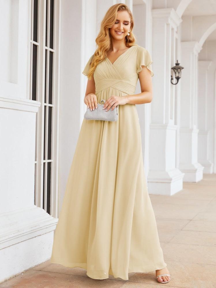 Numbersea Formal Prom Gowns for Mother of The Bride Cap Sleeves Bridesmaid Dress 28047-numbersea